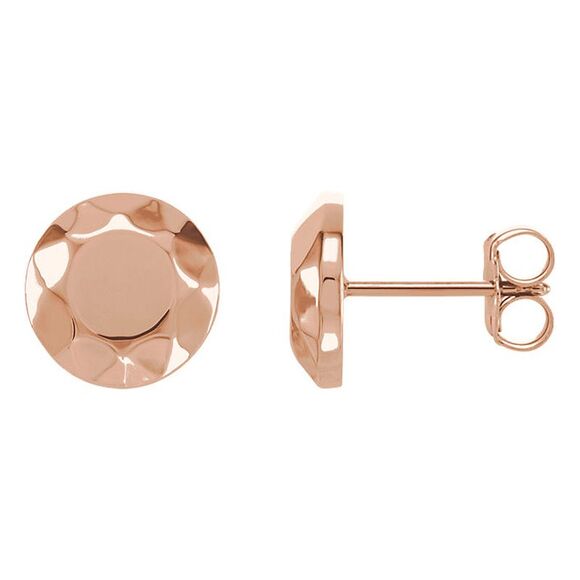 Black Bow Jewelry Co. Jewelry - 9mm (3/8 Inch) 14k Rose Gold Faceted Circle Stud Earrings